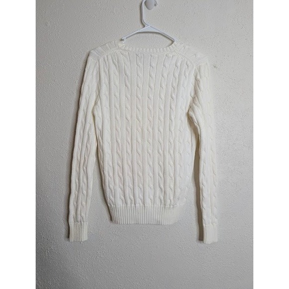 Polo Ralph Lauren Cable-Knit Cotton Crewneck Sweater Size Womens Medium Preppy - Picture 2 of 5